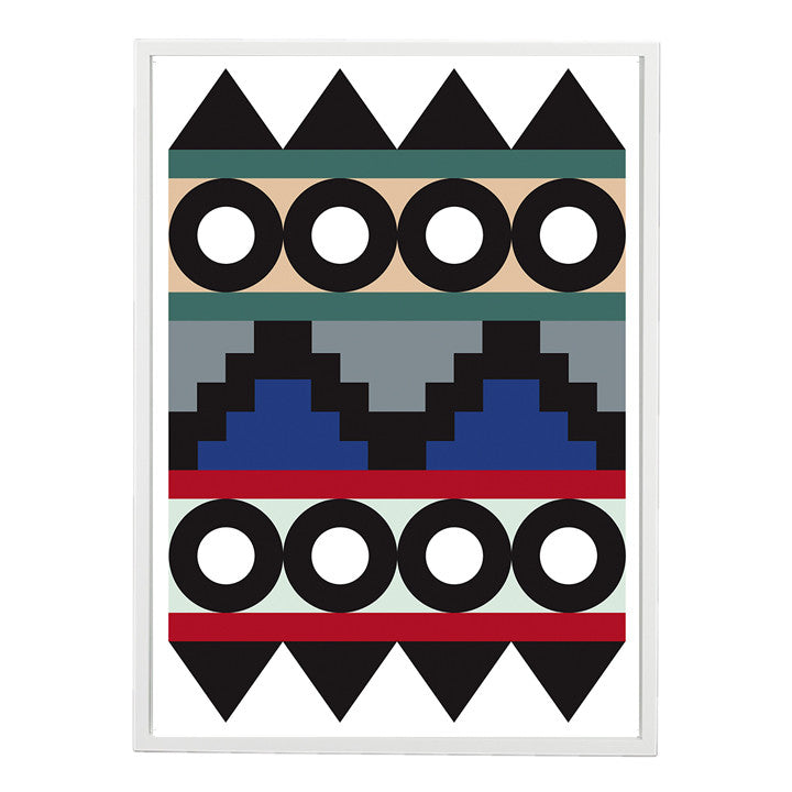 A1 Darkroom Aztec Art Print Green Nude Blue Red Bold Design Signed By Rhonda Drakeford