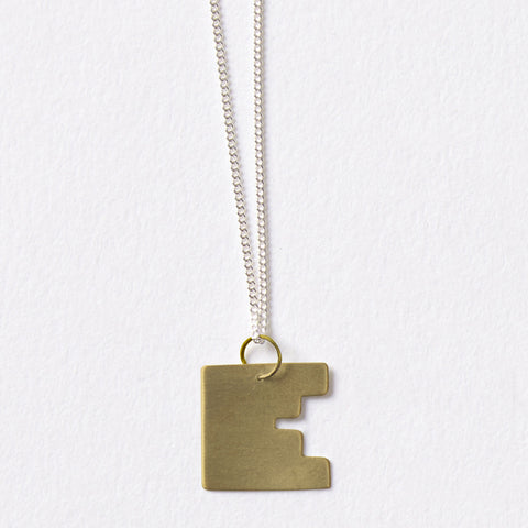 Darkroom Geometric Jewellery Bauhaus Alphabet Pendants Chain Gold Silver Handmade in London