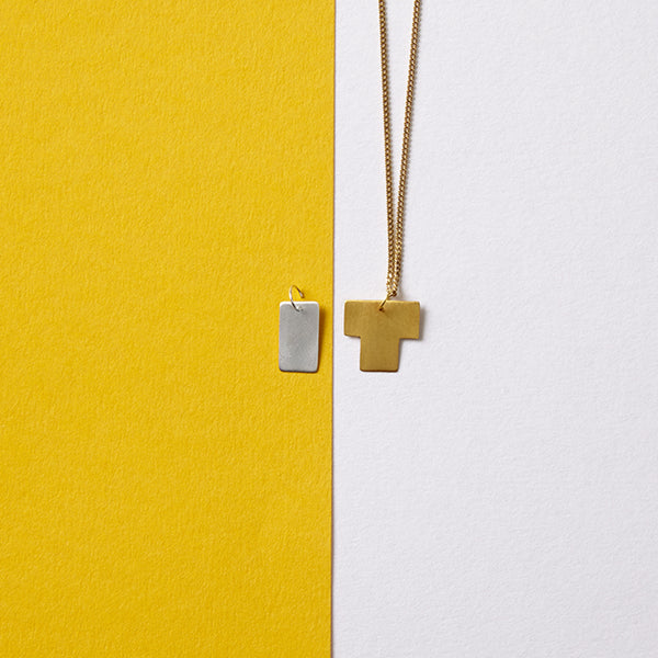 Darkroom Geometric Jewellery Bauhaus Alphabet Pendants Gold Silver Handmade in London